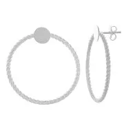 35mm Hoop earstuds for 8mm cabochon - Fine Silver plated x2