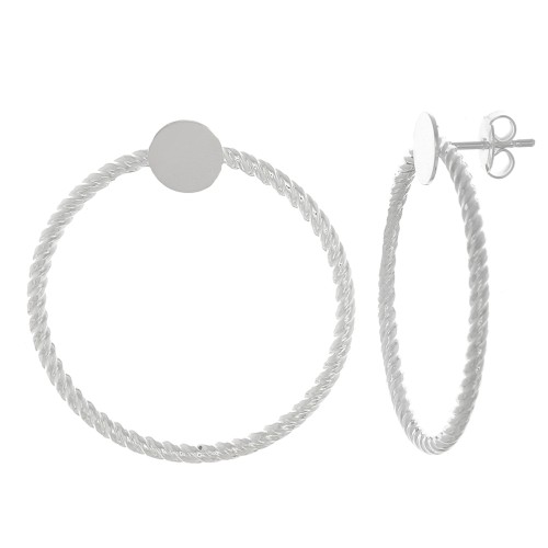 35mm Hoop earstuds for 8mm cabochon - Fine Silver plated x2