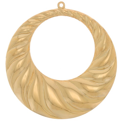 45mm Hollow circle pendant with twisted effect - Fine Gold plated x1