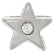 12x13mm Star Slider bead with rhinestones for 8mm laces - Rhodium - Crystal x1|raw }}