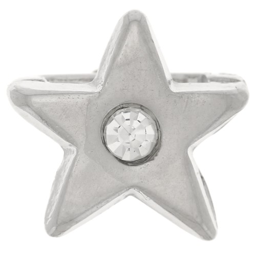 12x13mm Star Slider bead with rhinestones for 8mm laces - Rhodium - Crystal x1