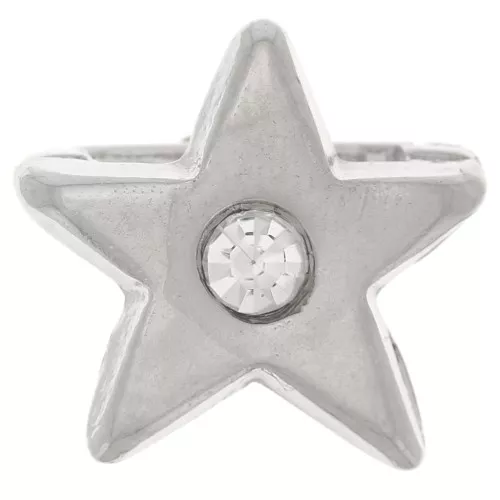 12x13mm Star Slider bead with rhinestones for 8mm laces - Rhodium - Crystal x1