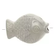 12x8mm Flat Fish Bead - Antique Silver Plating x1