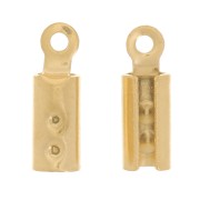 304 stainless steel 2mm cord crimp end caps - gold tone x4