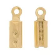 304 stainless steel 2mm cord crimp end caps - gold tone x4