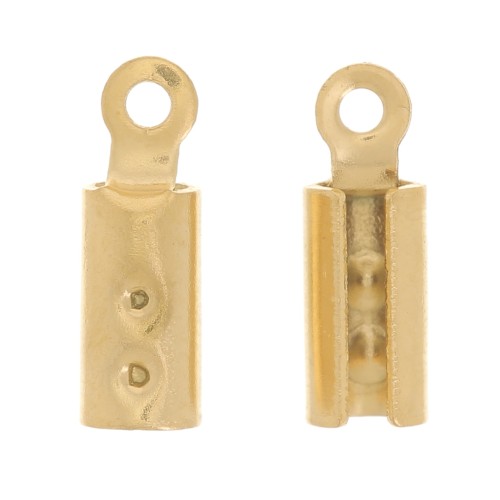 2 mm cord crimp ends - 304 stainless steel, gold-plated x4