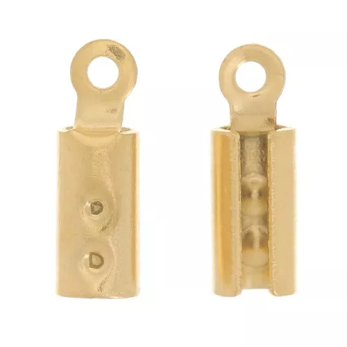 2 mm cord crimp ends - 304 stainless steel, gold-plated x4