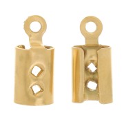 Flat lace crimp ends 3 mm - 304L gold-plated stainless steel x4|raw }}