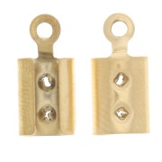 304L stainless steel 4mm cord crimp end caps - gold tone x4|raw }}