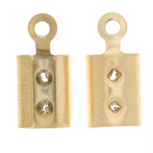 304L stainless steel 4mm cord crimp end caps - gold tone x4