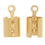 304 stainless steel 5mm cord crimp end caps - gold tone x4