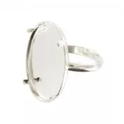 Ring for 18x13mm flat back cab Silver tone x1