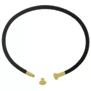 Twisted cord bracelet with unscrewable end - Black - Fine Gold plated x1