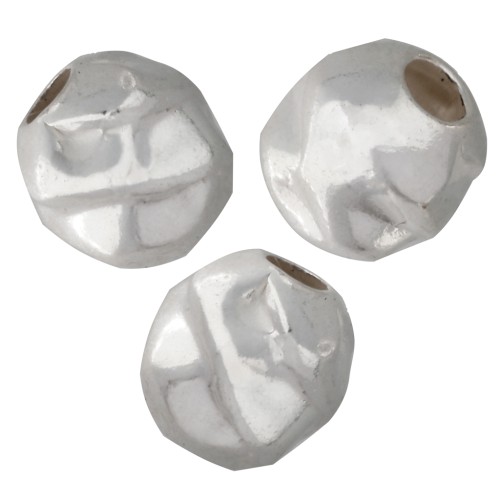 5 mm Round Crinkled Beads - 925 Sterling Silver x5