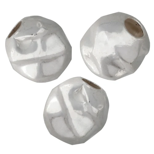 5 mm Round Crinkled Beads - 925 Sterling Silver x5