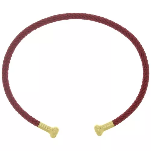 Twisted cord bracelet with unscrewable end - Burgundy - Fine Gold plated x1
