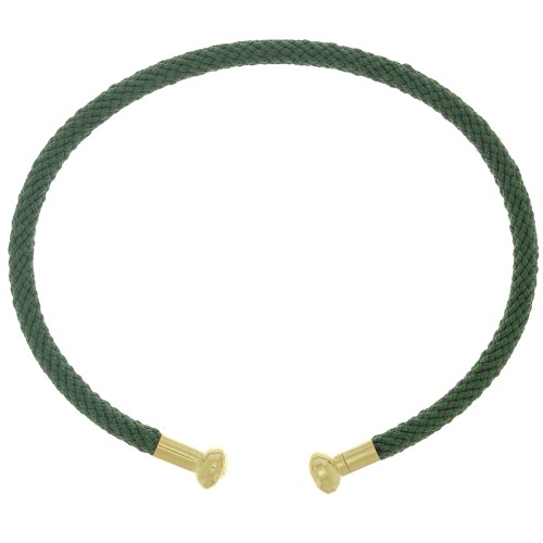 Twisted cord bracelet with unscrewable end - Dark Green - Fine Gold plated x1