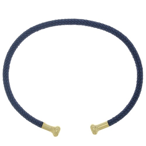 Twisted cord bracelet with unscrewable end - Dark Blue - Fine Gold plated x1