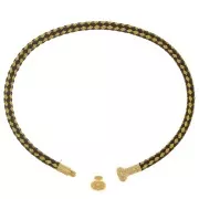 Twisted cord bracelet with unscrewable end - Black and Gold - Fine Gold plated x1