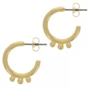 18mm Hoop earrings with 3 small balls - Fine Gold plated x2