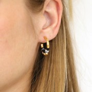 18mm Hoop earrings with 3 small balls - Fine Gold plated x2