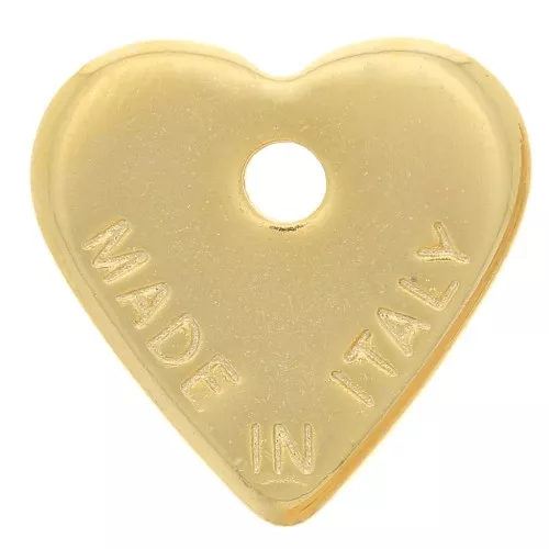 13mm Heart charm - Made in Italy - Fine Gold plated x1