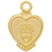 22x15mm Heart pendant - Ex-Voto heart pattern - Fine Gold plated x1