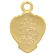 22x15mm Heart pendant - Ex-Voto heart pattern - Fine Gold plated x1