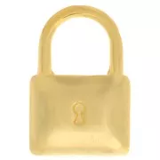 17x11.5mm Padlock Pendant - Fine Gold plated x1