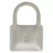 17x11.5mm Padlock Pendant - Rhodium Tone x1