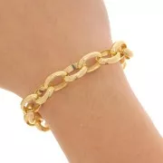 11.5mm Aluminium oval Belcher chain - open links - Gold Tone x50cm