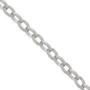 11.5mm Aluminium oval Belcher chain - open links - Rhodium Tone x50cm