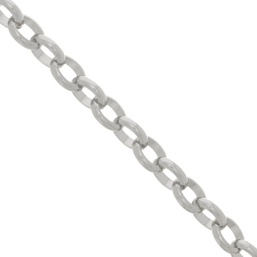 11.5mm Aluminium oval Belcher chain - open links - Rhodium Tone x50cm