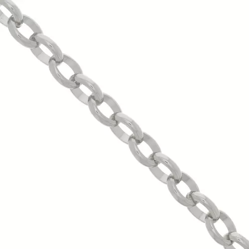 11.5mm Aluminium oval Belcher chain - open links - Rhodium Tone x50cm