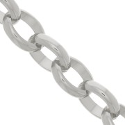 11.5mm Aluminium oval Belcher chain - open links - Rhodium Tone x50cm