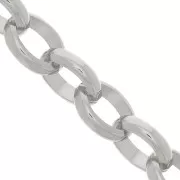 11.5mm Aluminium oval Belcher chain - open links - Rhodium Tone x50cm