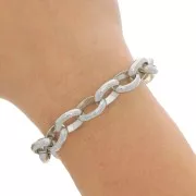 11.5mm Aluminium oval Belcher chain - open links - Rhodium Tone x50cm