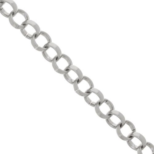 13mm Aluminium oval Belcher chain - open links - Rhodium Tone x50cm