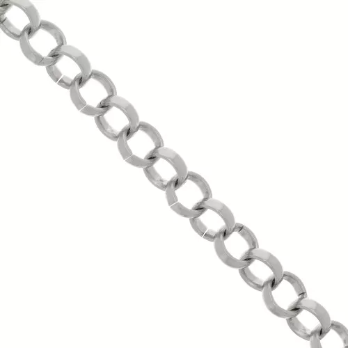 13mm Aluminium oval Belcher chain - open links - Rhodium Tone x50cm