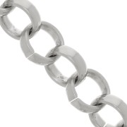 13mm Aluminium oval Belcher chain - open links - Rhodium Tone x50cm