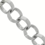 13mm Aluminium oval Belcher chain - open links - Rhodium Tone x50cm