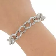 13mm Aluminium oval Belcher chain - open links - Rhodium Tone x50cm