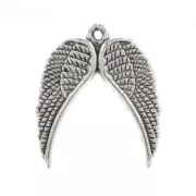 Angel wing charm 23mm Old Silver tone x1