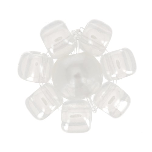 7mm Seed beads flower - daisy - Pearly White x1