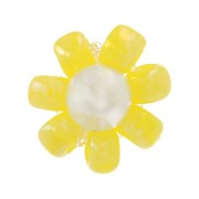 7mm Seed beads flower - daisy - Yellow - Pearly white x1