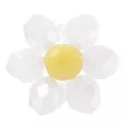 11mm Flower in faceted beads - Daisy - White - Yellow x1