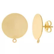 16 mm Disc Earstuds with ring - Fine gold plated x2