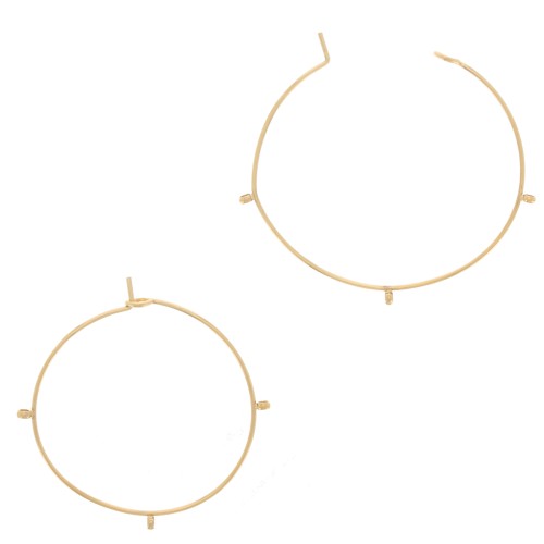 30x0.7mm Stainless steel 304 3-ring Hoop earrings to decorate - Gold Tone x2