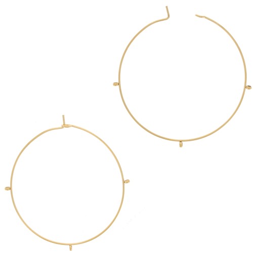 40x0.7mm Stainless steel 304 3-ring Hoop earrings to decorate - Gold Tone x2