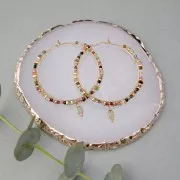 40x0.7mm Stainless steel 304 3-ring Hoop earrings to decorate - Gold Tone x2